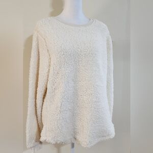 The Cozy Corner Cream Sherpa Pullover Sweatshirt Women’s Size L